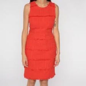 J Crew size 12 red tweed fringe dress.